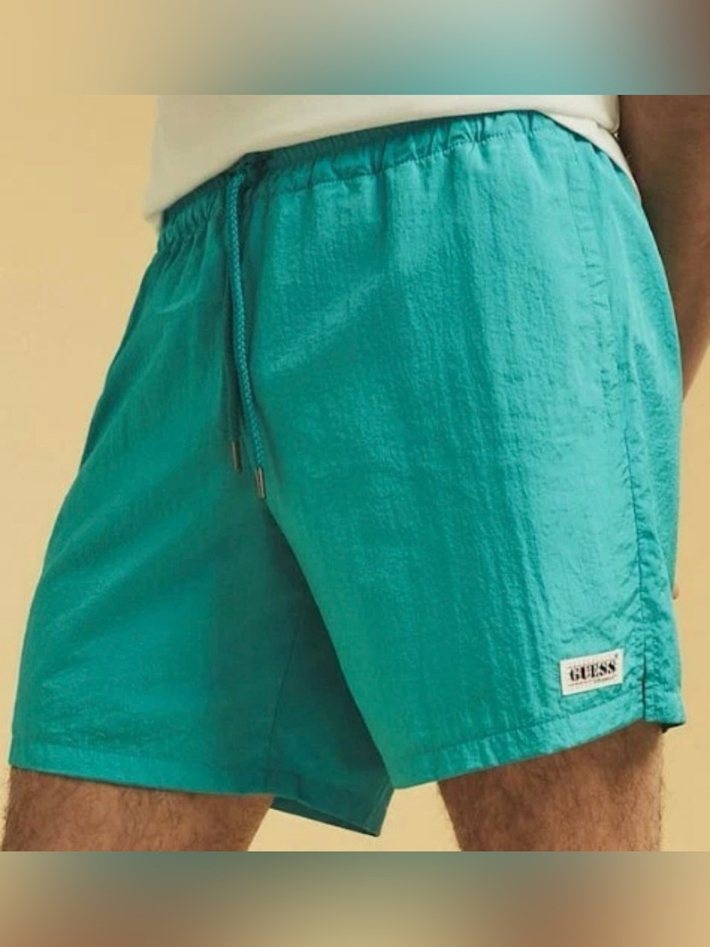 GUESS Men’s Go Patch Vintage Teal Shorts Swim Trunks